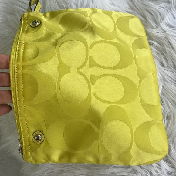 Coach Signature Nylon Cosmetic Bag Citrine/yellow, Mint Condition - Picture 9 of 12